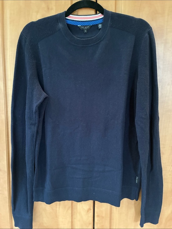 Ted Baker Other - Ted Baker Dark Navy Rib-Detail Crewneck Sweater